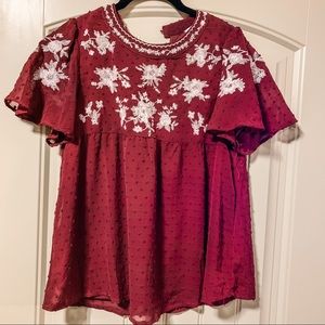 Piper and Scoot Flutter Sleeve Top, Small